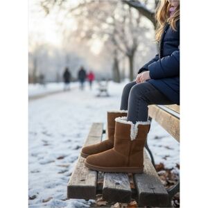 Koolaburra by UGG Aribel Boots ✦ Suede Faux Fur Zip Winter ✦ Chestnut Brown Sz 4